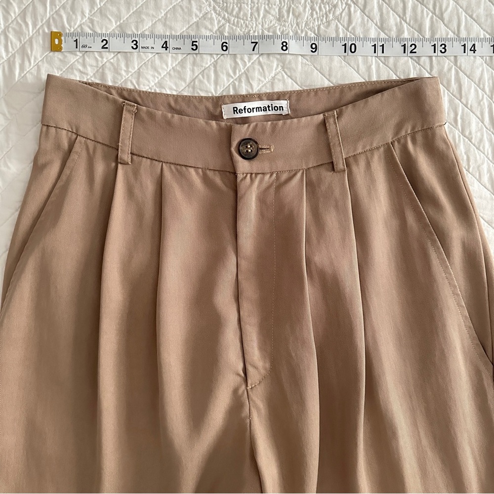 Reformation Mason High-Waist Wide-Leg Trouser Pant Khaki Women’s 2 - Picture 6 of 12
